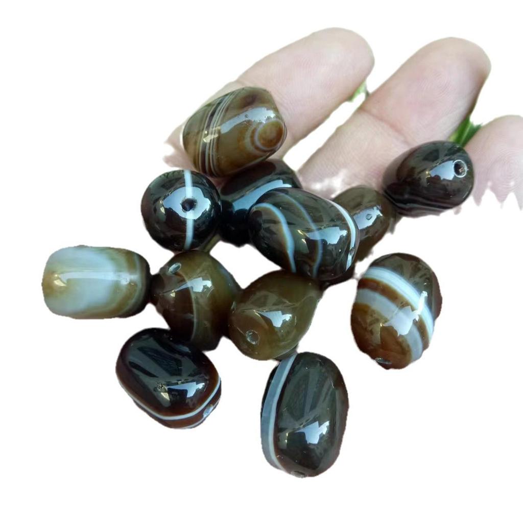 Handmade Wire-Wrapped Agate Barrel Beads for DIY Jewelry