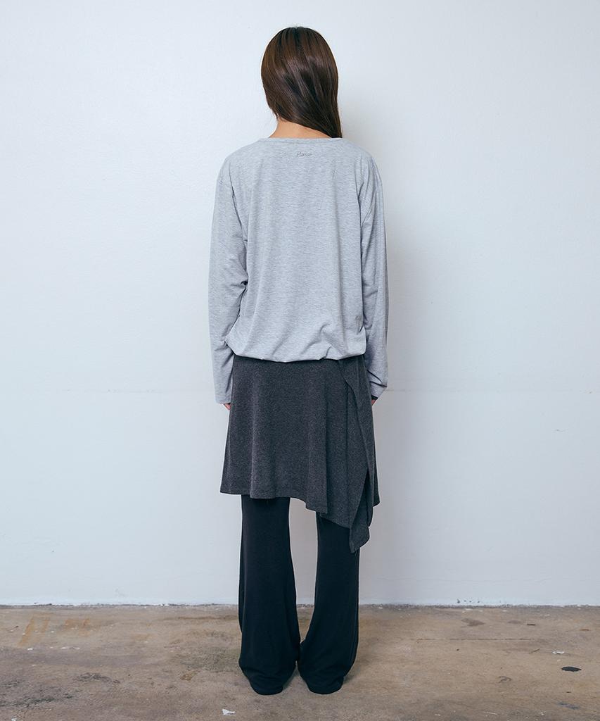 Pisis Button Layered Midi Skirt_Charcoal