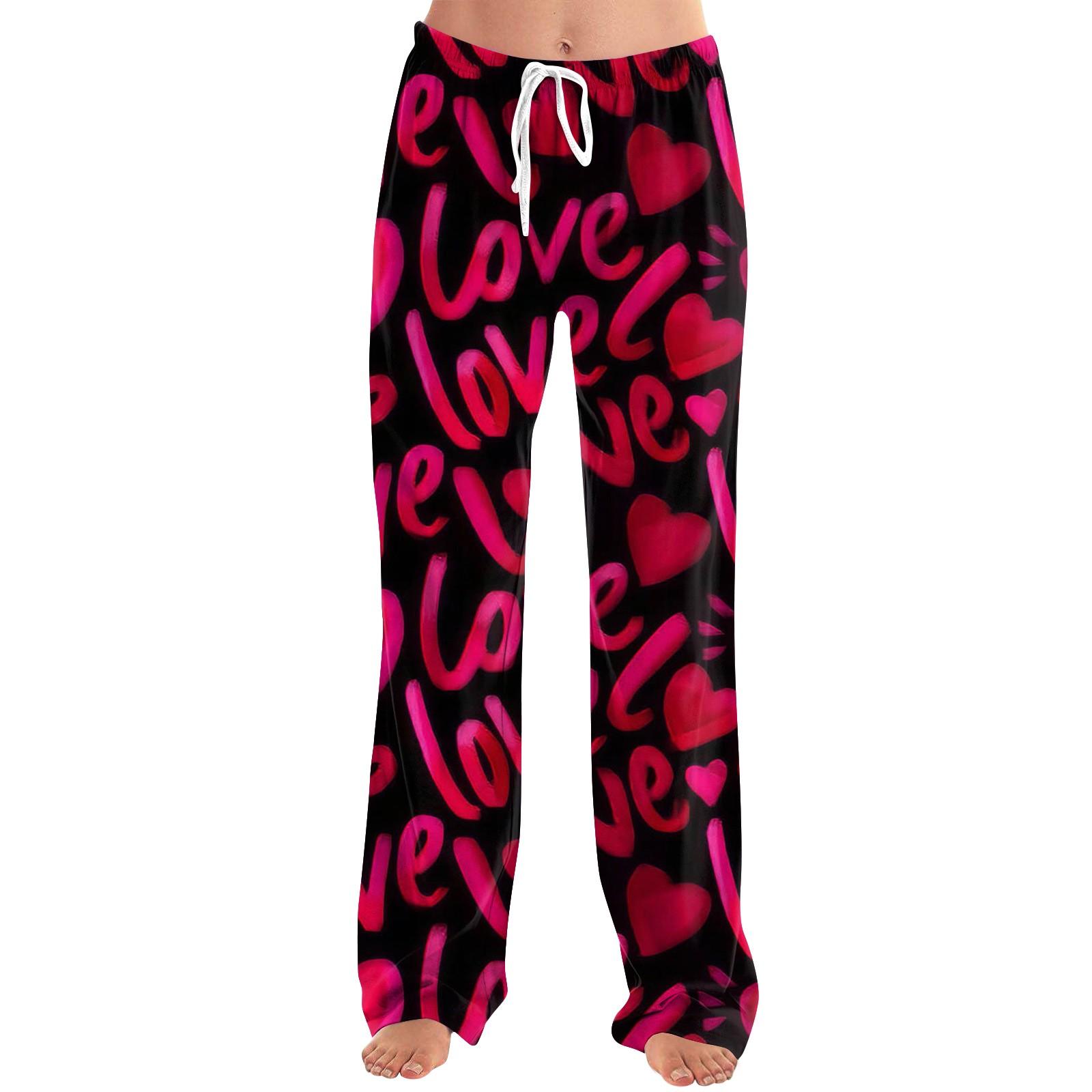 

Женские домашние брюки с принтом Allover, пижамные брюки для сна, длинные брюки, пижамные брюки, брюки для йоги XL красный