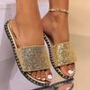 Damen Hausschuhe Südostasien Große Größe Glitzer Flache Sohle Hausschuhe Damen Aufhellend Einfarbig Ein-Wort Hausschuhe