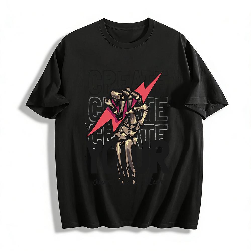 

Create Your Own Future Skeleton Print Streetwear Casual T-shirt Pure cotton T-shirt XXS