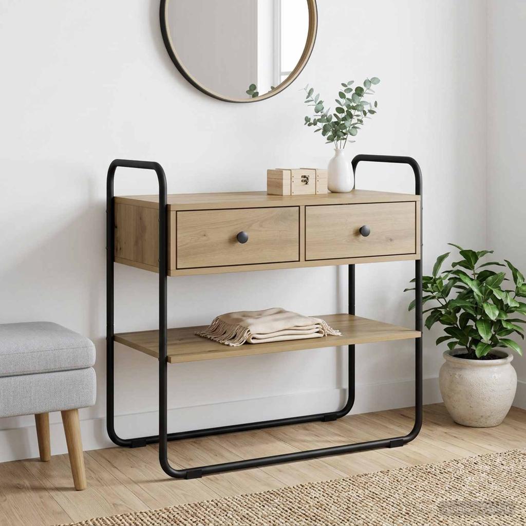 Artisan Oak Console Table 80 X 40 X 75 Cm Engineered Wood