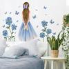 Heimdeko Geschenk Prinzessin Wandaufkleber Mädchen auf dem Mond Schmetterling Blume Abziehbilder Wandbild Kunst Schlafzimmer Wohnzimmer Selbstklebend