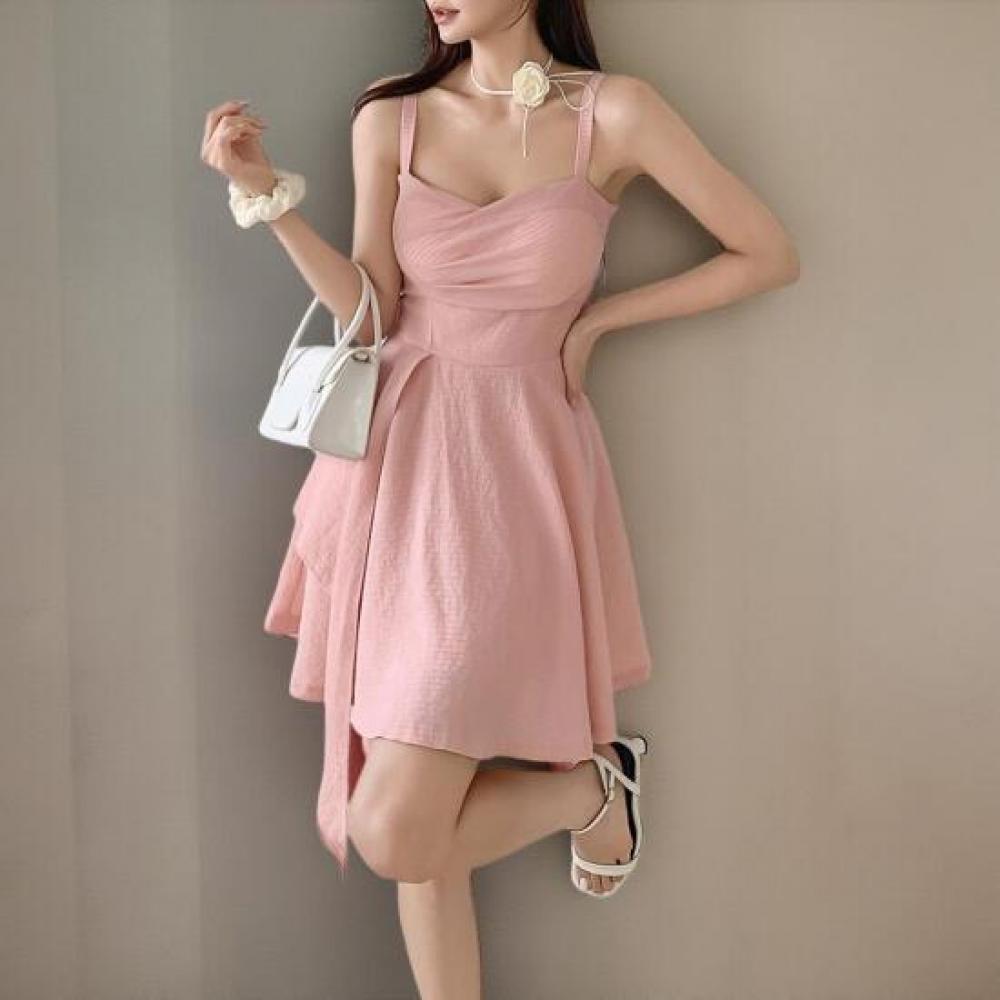 New Arrivals Open Run Women Chiffon Layered Flare Slim Fit Mini Dress