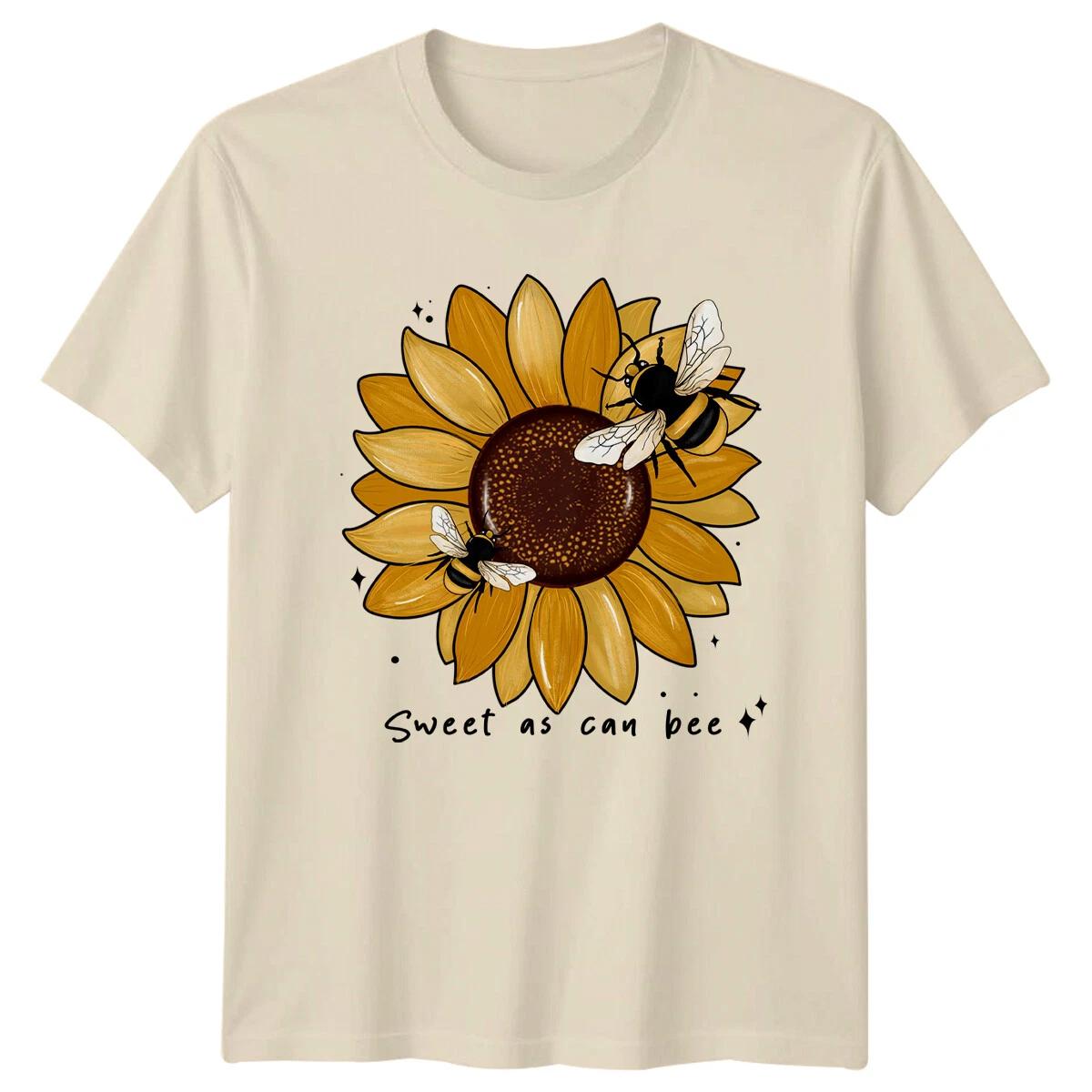 Sweet As Can Bee Sunflower Bee Lover Nature Graphic T-Shirt L