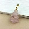 Natural Pink Crystal & Tiger Eye Christmas Tree Pendant with Clavicle Chain