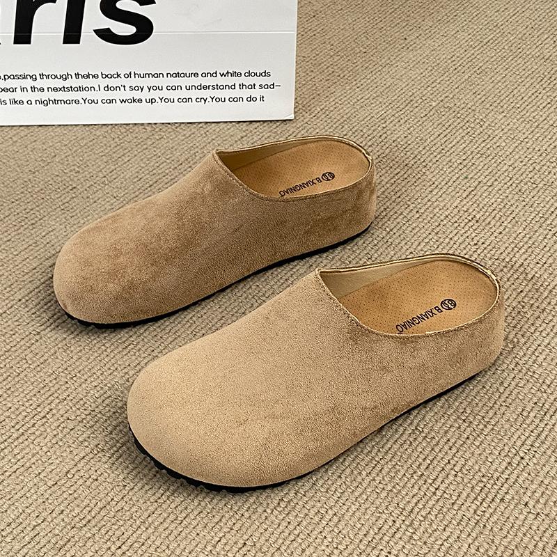 

CRLAYDK Замшевые мюли для женщин, обувь с внутренней высотой, поддерживающая свод стопы стелька, слипоны, повседневные удобные тапочки 35