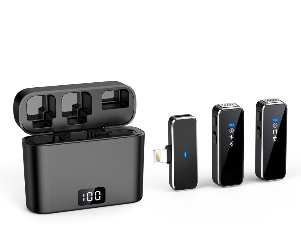 M3 Wireless Collar Clip Microphone with Charging Case, Dual Storage, Noise Reduction, for Mobile Live Broadcasts.