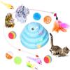 14Pcs/Set Cat Toys Set Interactive Cat Toys Catnip Teaser Wand Fluffy Mouse Turntable Crinkle Balls