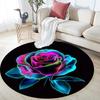 Rainbow Rose Round Area Rug,Carpet Rug for Living Room Bedroom Sofa Playroom Decor,Non-slip Floor Mat