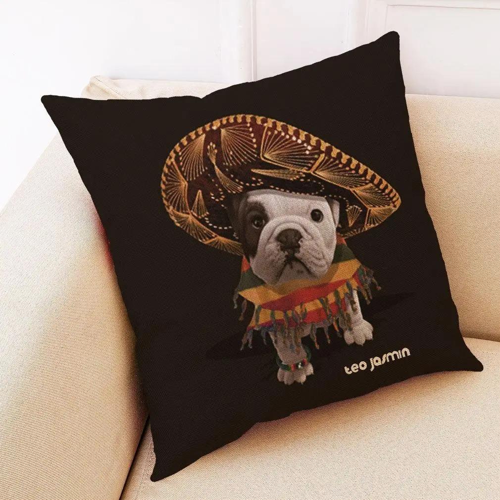 Office Living Room Home Pillowcase Bulldog Pattern Pillowcase Car Ornaments