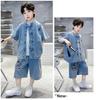 Boys' Summer Denim Set 2026 New Mid To Large Children's Summer Boys' Thin Short Sleeve Children's Loose Top Trendy