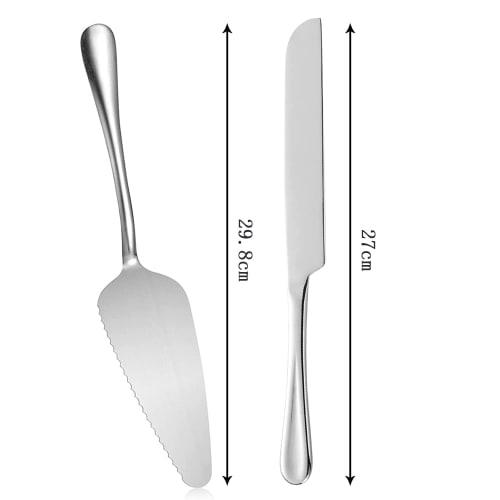 2-Piece Cake Knife and Cake Server Set (18-8 Stainless Steel Triangular with Single-Sided Gear for Easy Cutting), Premium Cheese Spatula, Convenient F