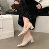[Youshilai] Temperament satin pointed single shoes women's 2025 spring new sweet bow shallow mouth high heels