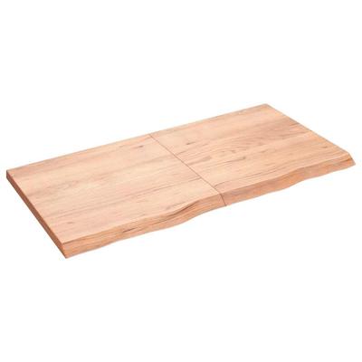 Vidaxl Półka, Brązowa, 120X60X(2-4) Cm, Lakierowane Lite Drewno Dębowe
