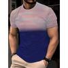 Gym Clothes Man Two Color Gradient 3D Printed Round Neck Men Short Sleeve T-Shirt Outdoor Casual Running Sports Fitness T-Shirt
