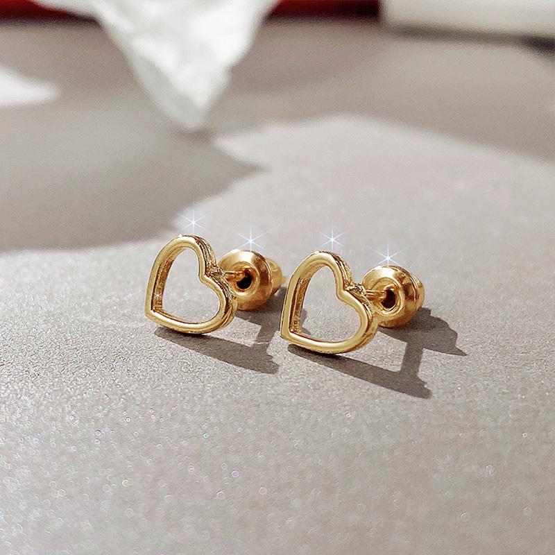Minimalist Heart Stud Earrings for Girls 3 Metal Colors Available Simple Stylish Women Earrings Versatile Fashion Jewelry