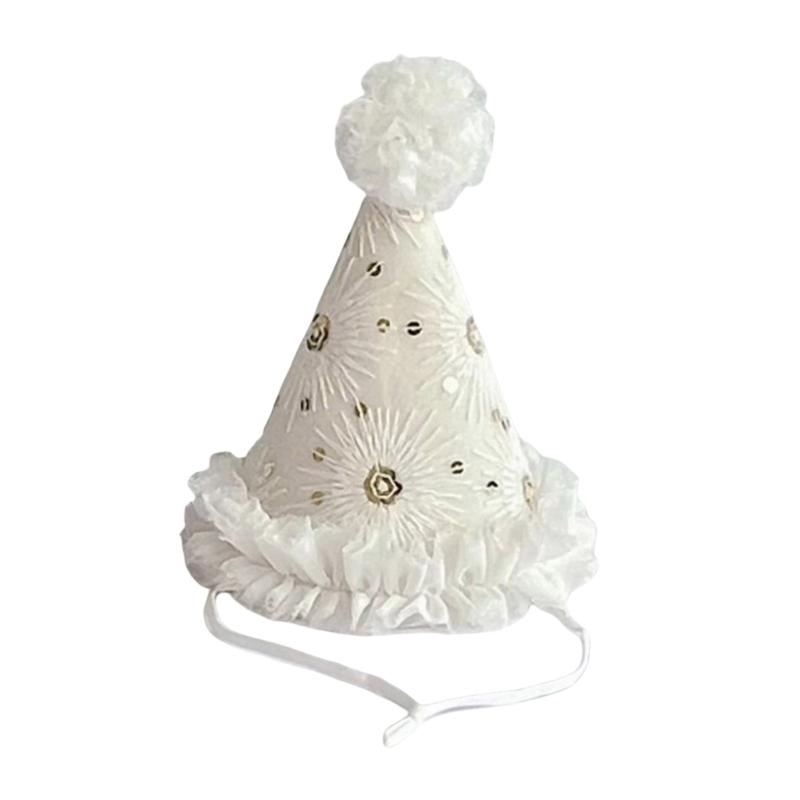 Barnhatt Födelsedagshatt Fotorekvisita Koniska Mössor Hatt med Prästkrage av Tyll Födelsedagskalasartikel