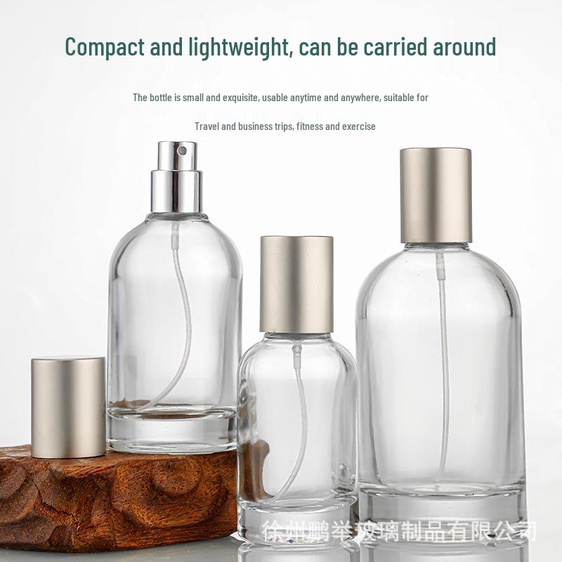 30ml Refillable Round Glass Perfume Spray Bottle with Thick Bottom - Portable Aromatherapy Sample Bottle