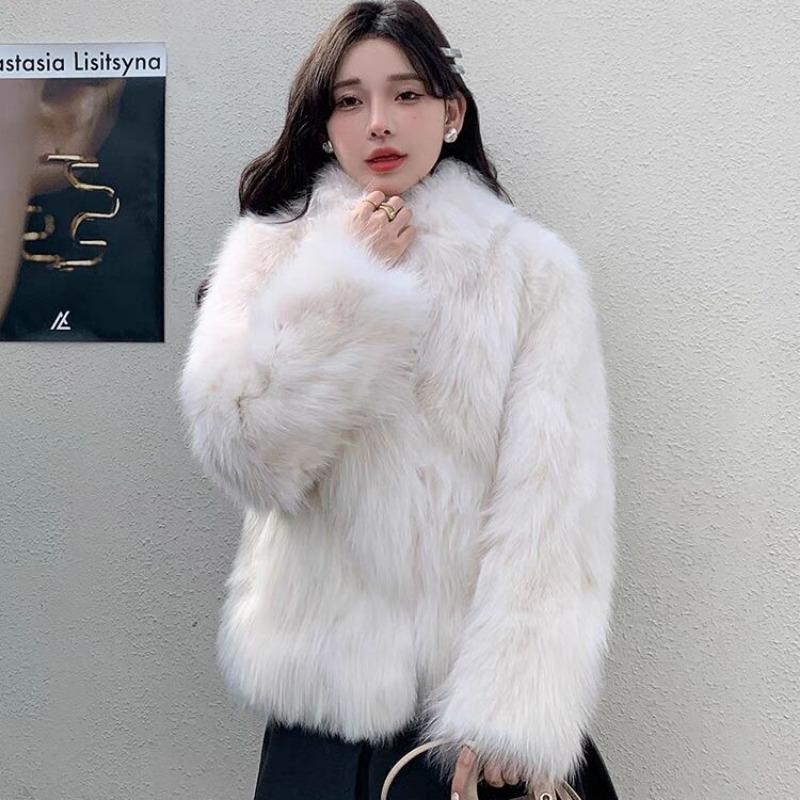 Fur Jacket Women's Light New Imitation Fox Hair Short Stand-up Collar Warm Wool Coat Cotton Coat Winter