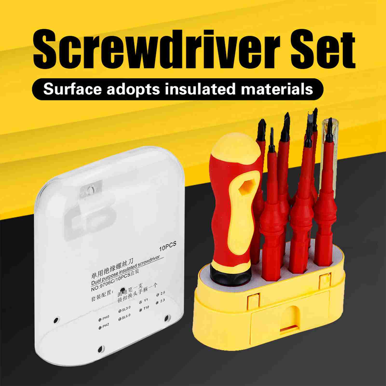 

Набор из 10 изолированных отверток CRV 500 В Отвертка электрика с тестером