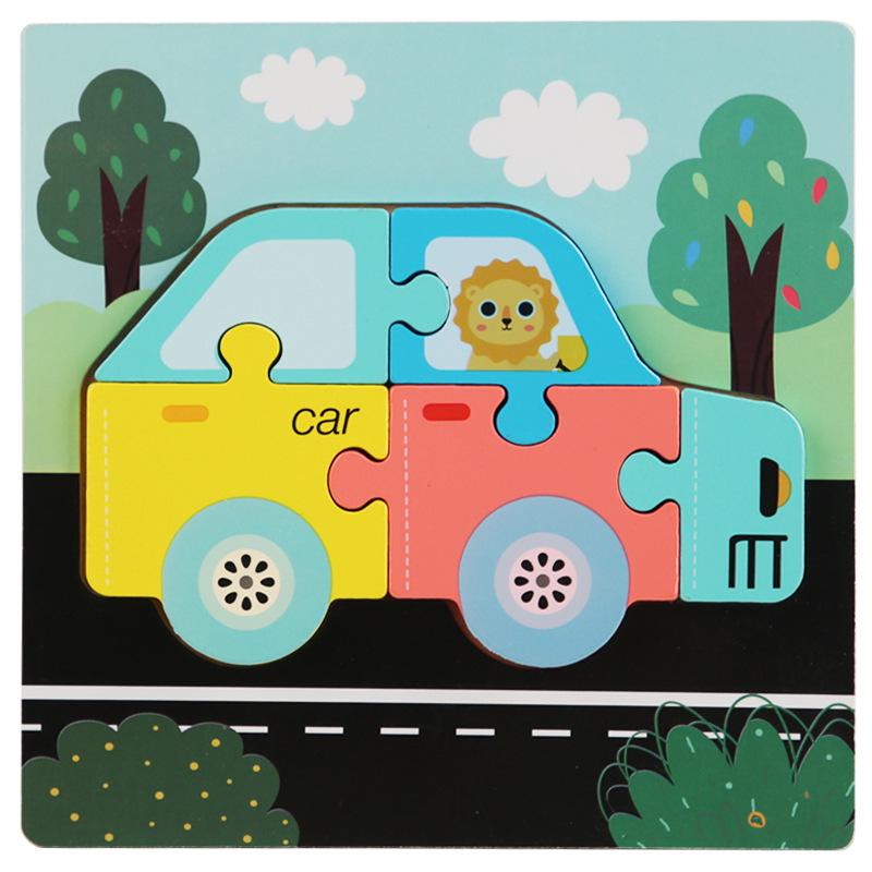 Wooden 3D Puzzle for Early Education: Infant & Toddler Intellectual Development, Hand-Eye Coordination Toy for 1-3 Year Old Boys & Girls