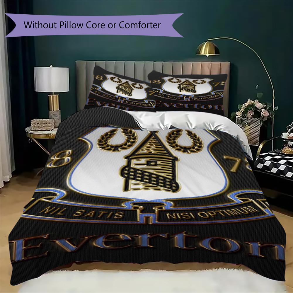 Everton FC Pattern Bedding Uilt Set Uilt Cover Pillowcase Home Decoration Birthday Gift (1 * Duvet Cover + 2 * Pillowcase  Without Core)41
