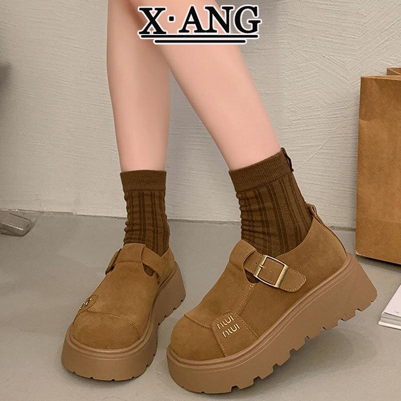 Cowhide All-inclusive Autumn New Muffin Thick Sole Is Not Tired, One Pedal Casual Single Shoes