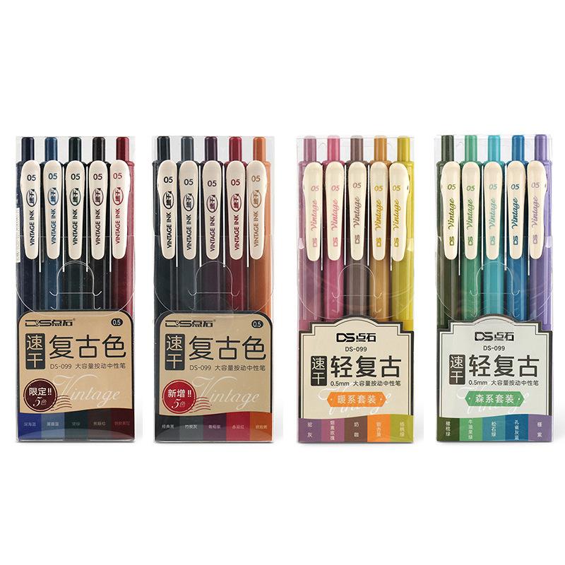 5 pezzi penne a inchiostro vintage set scrittura ad asciugatura rapida penna a sfera multi colore da 0,5 mm per diario disegno pennarello fodera arte scuola fai da te