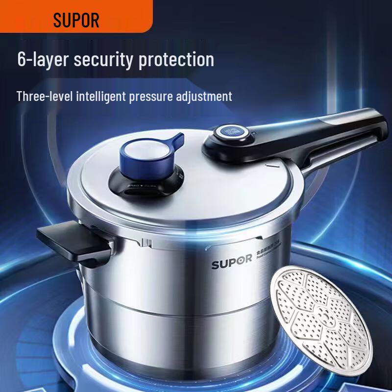 SUPOR 304 Stainless Steel Multi-functional Pressure Cooker with Steamer Rack