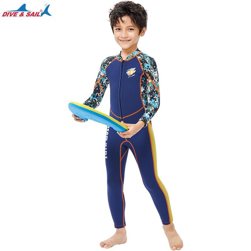 Kids 2.5mm Neoprene Wetsuit Long Sleeve Full Body Dive Snorkel Suit Swimming Surfing Winter Swim