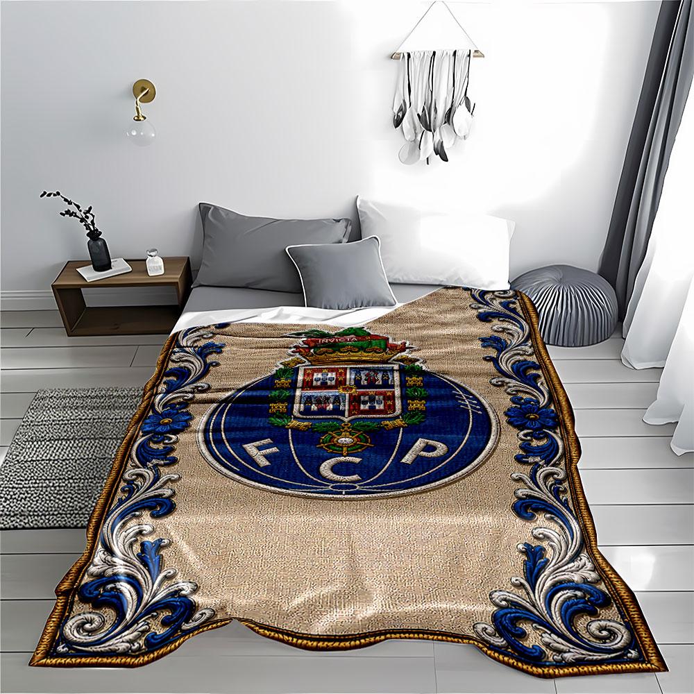 Blaue verzierte FCP Logo Decke für alle Jahreszeiten Decke Mittagspause Überwurf Geschenk