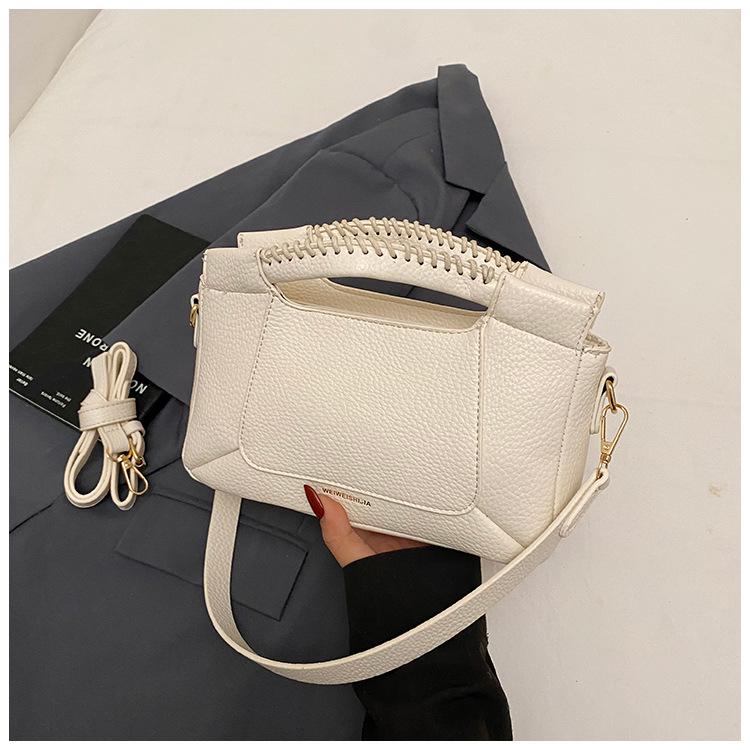

Popular lychee pattern simple bucket bag messenger bag women 2025 new fashion shoulder bag Internet celebrity armpit bag білий