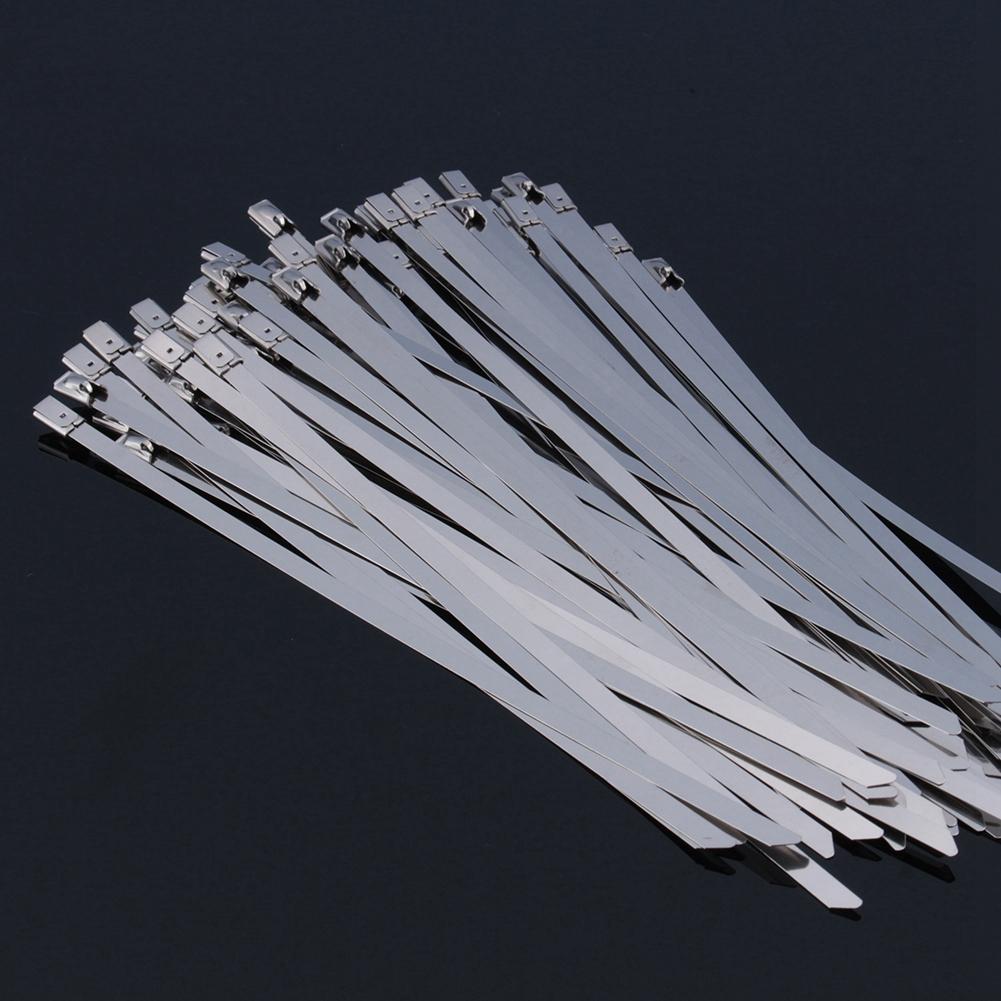 50 Stück 8" (4.6200mm) Edelstahl Auspuffband Beschichtete Selbstverriegelnde Kabelbinder