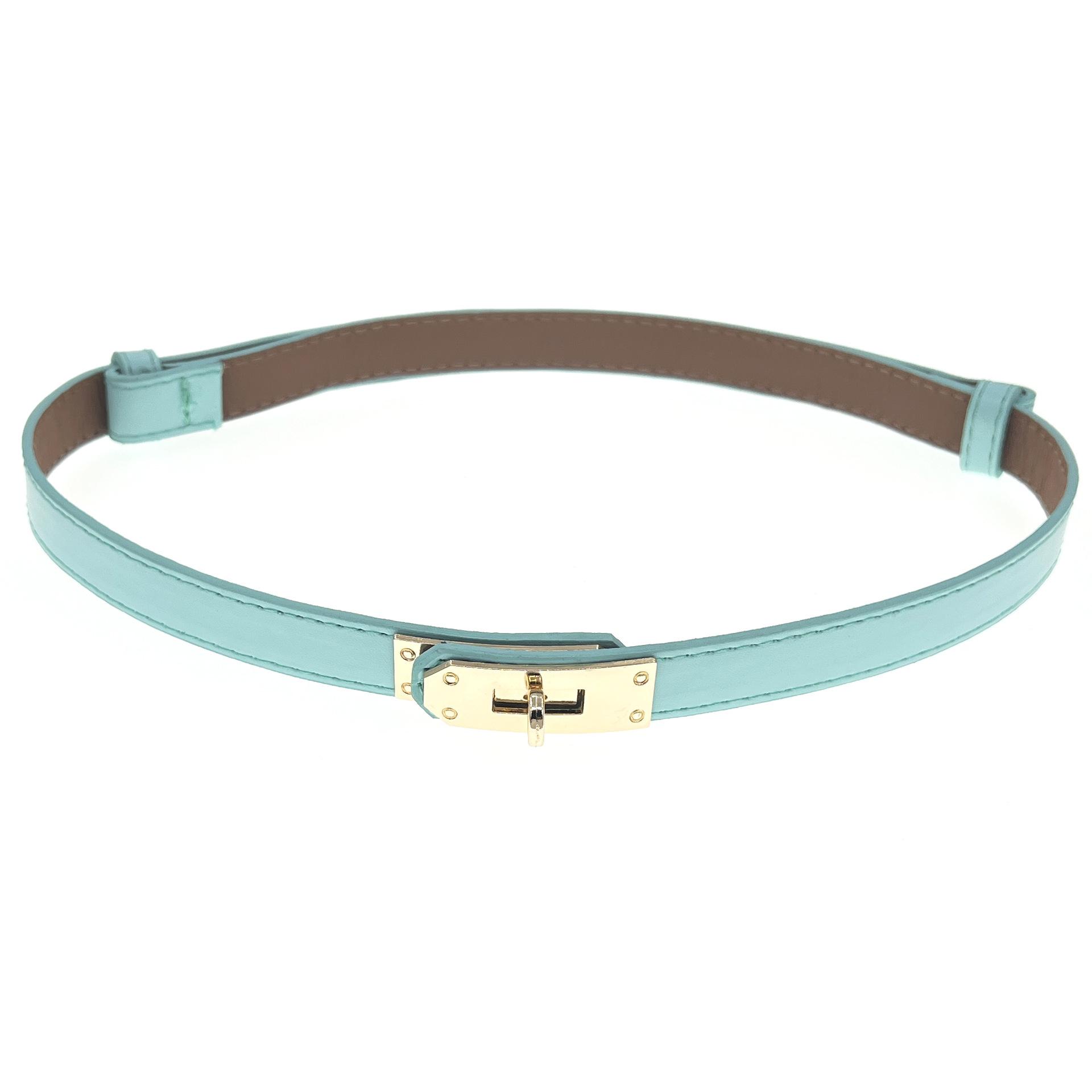 Yoghurt Nieuwe mode retro echt leer verstelbare gouden gesp riem vrouwen dunne koeienhuid riemen vrouwelijke jeans jurk tailleband blauw