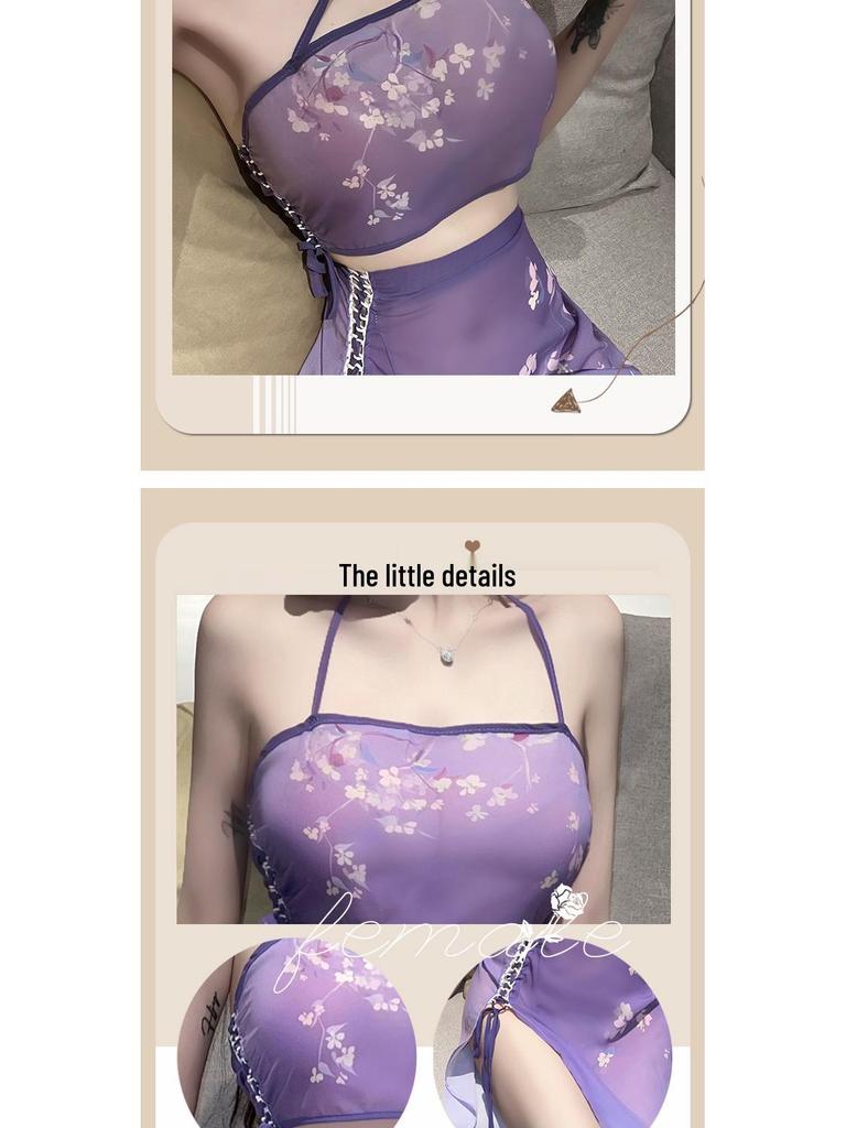 Retro Erotic Hanfu-Style See-Through Lingerie Dress