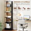 Modern Space-Saving 5-Shelf Bookcase in Wood 45x21x170 cm, Brown and Black