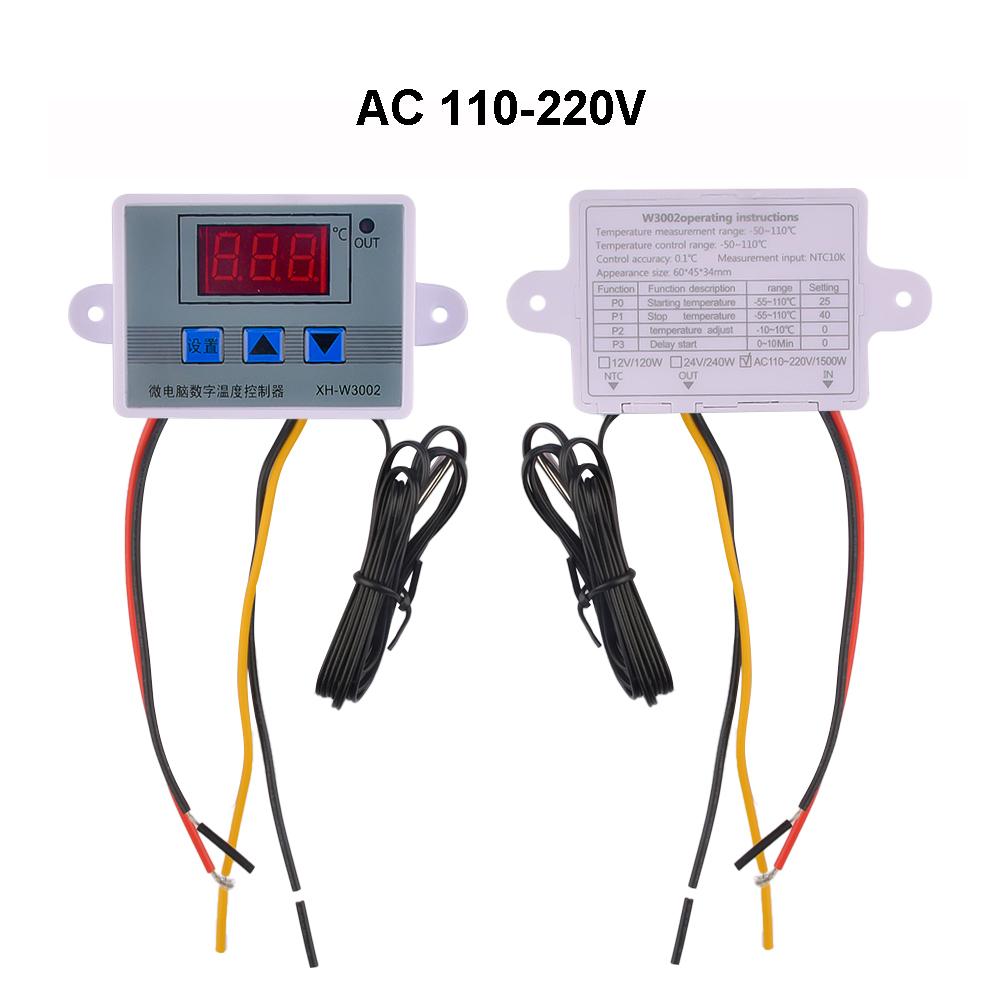 W3002 Digital Temperature Controller Microcomputer Thermostat Thermoregulator Heat Cool Temp Thermostat Control Switch 12V/220V