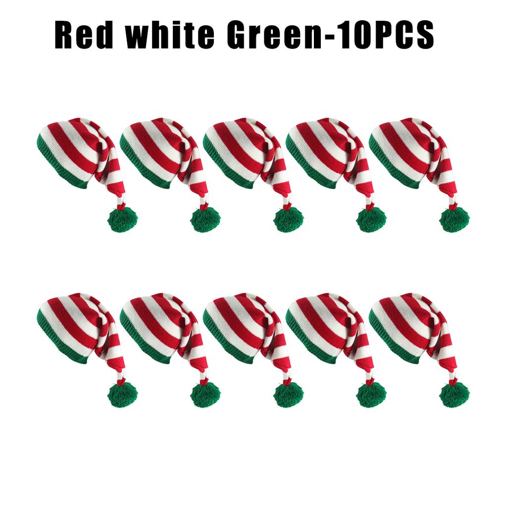 Christmas Unisex Knit Stocking Cap Euro Style Long Tail Pom Pom Elf Hat Festive Winter Accessory Gift