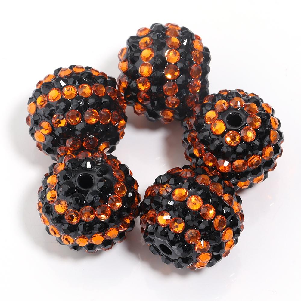5Pcs 20mm Two-tone Striped Rhinestone Resin Beads Shambhala Rhinestone Ball For Jewelry Making DIY Crafts Pen Bracelet Supplies