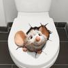 3D Maus durch die Wand brechend Toilettenaufkleber, Selbstklebend Abnehmbar Lustige Badezimmerdekoration für Toilettensitz Wanddekoration
