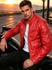 Men's stand-up collar locomotive PU leather jacket spring and autumn slim zipper leather jacket youth casual jacket multi-color optional