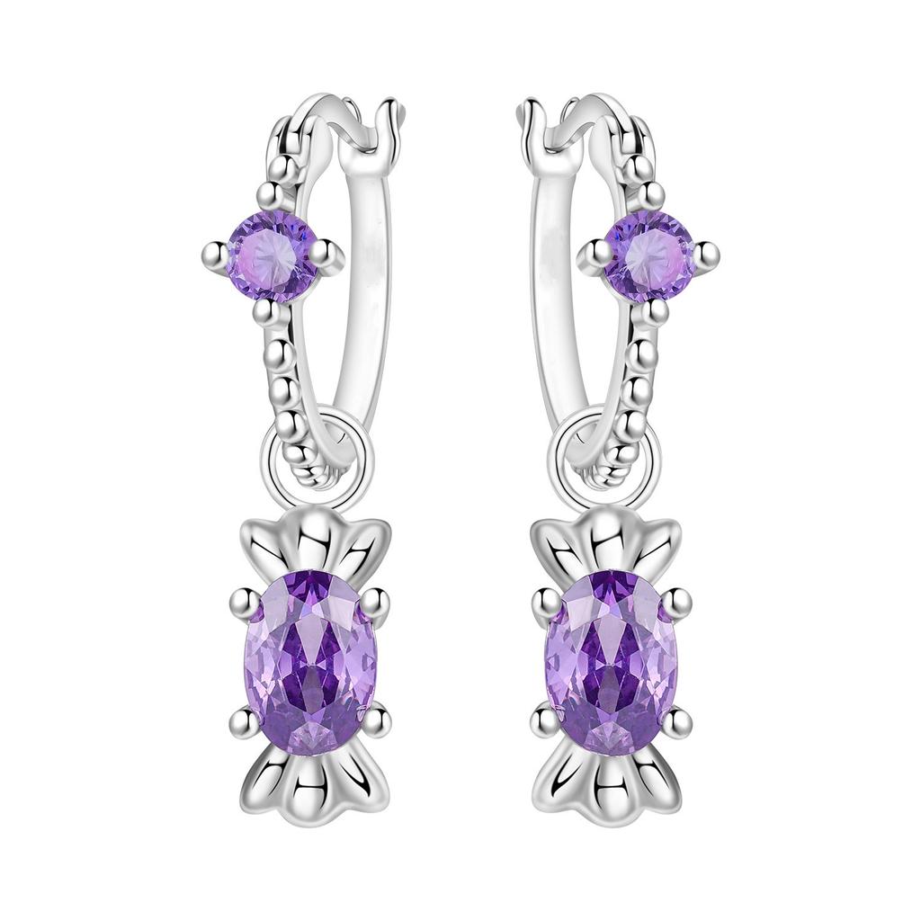 Fashion Copper Silver Plated Drop Earrings Women's Colorful Love Heart Zircon Earrings Fine Jewelry for Wedding Engagement Party