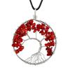 Natural Stone Irregular Tree Of Life Necklace Pendant Amethyst Wrapped Wisdom Tree Necklace Colorful Gravel N02