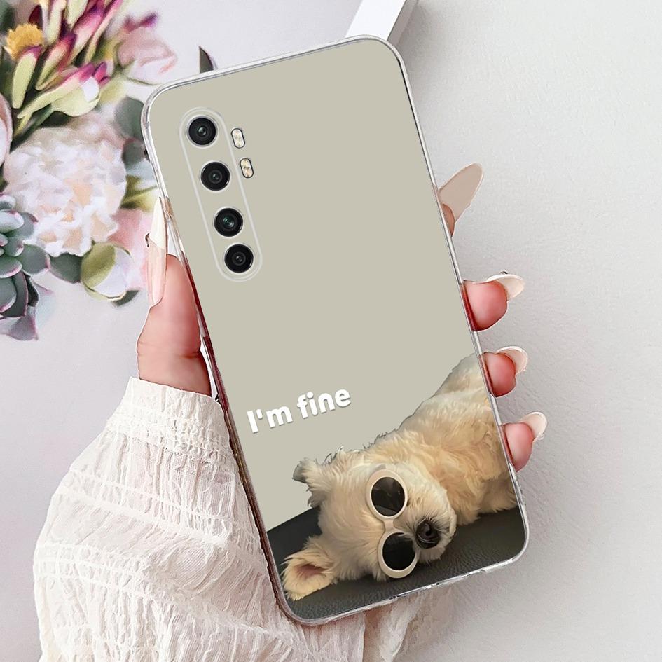 Case For Xiaomi Mi Note 10 Lite Back Cover Clear Silicone Funda Marble Cat Cartoon Coque For Xiaomi Note 10 Mi Note10 Pro Covers