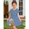Dress for Girls Fashion Cowboy Print Fake Two-Piece Set Short Sleeve Summer Dresses Casual Round Neck A-Line Dress Girl Clothes
