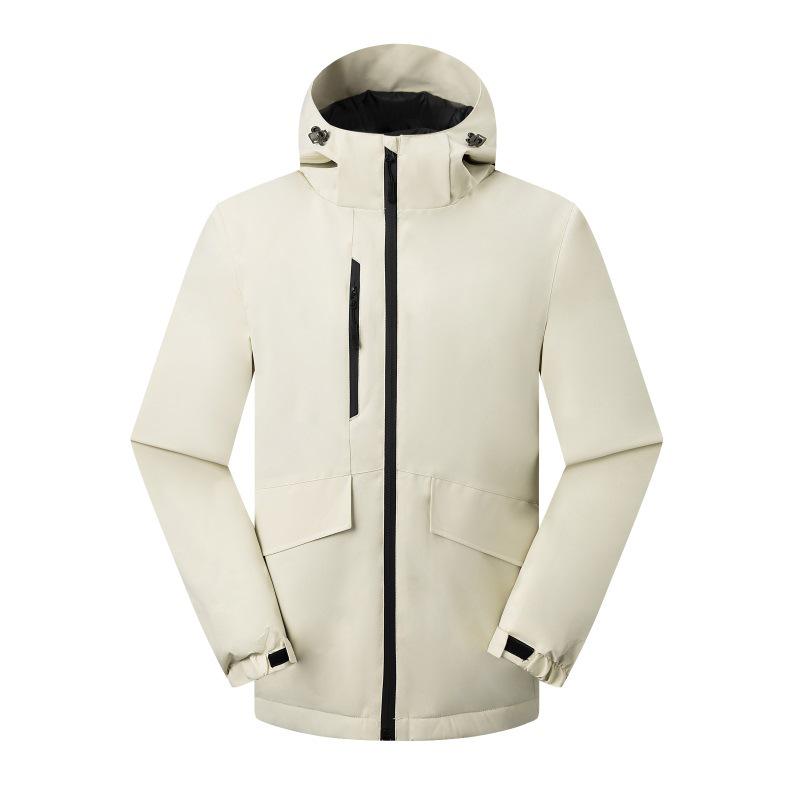 

Unisex Windproof Hooded Cotton Outdoor Jacket for Winter Mountaineering. XL бежевый