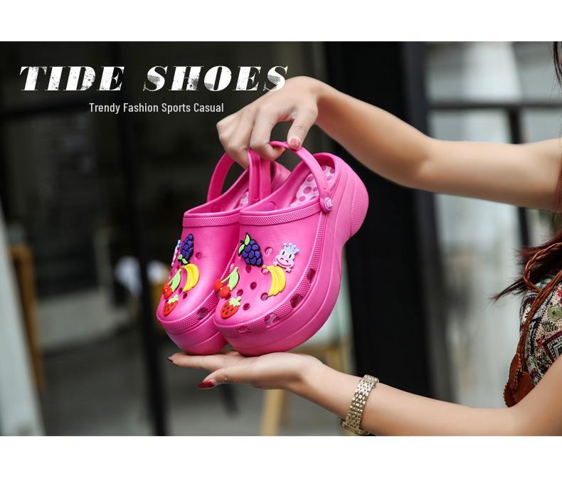 Women's Summer Garden Clog Shoes: Height-Boosting, Thick Sole, Closed-Toe Beach Sandals for Outdoor Wear