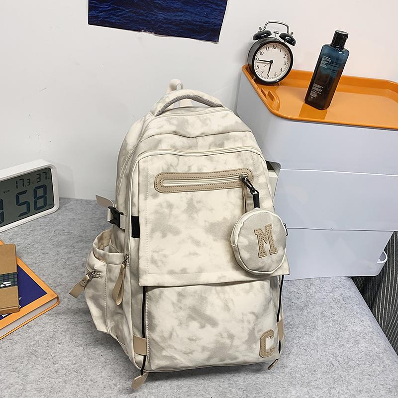 Junior High School Student Schoolbag Men's Large Capacity Backpack Print Women's Travel Backpack with Coin Purse