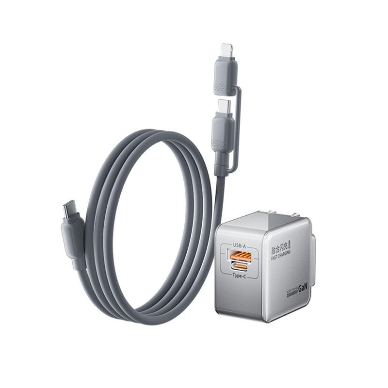 Dual-Port GaN Fast Charger for Apple & Android 17, One-to-Two Type-C Car Adapter